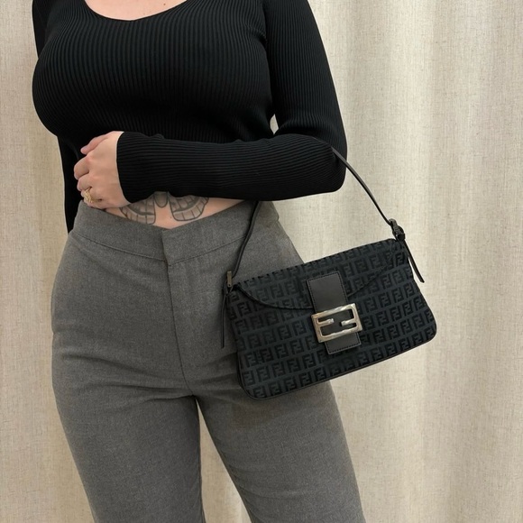 Vintage Fendi Zuchinno Double Flap Baguette - Picture 8 of 12